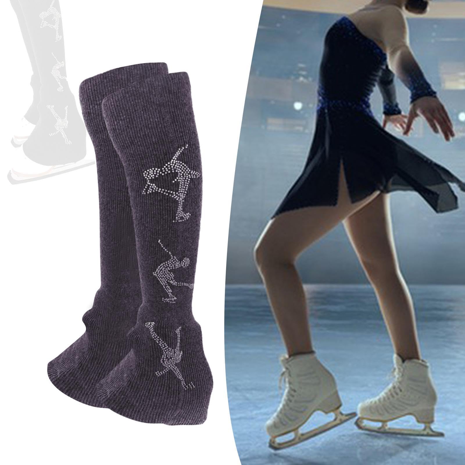 Baoblaze Scaldamuscoli per Pattinaggio Artistico, 2 Pezzi, Maniche estese, Caldi, Leggeri, alla Moda, coprigambe per Allenamento di Danza Classica, Grigio Scuro