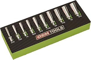 OEMTOOLS 23985 Deep Socket Set, SAE, 1/4 Inch Drive, 10 Piece | Professional Auto Mechanicsâ€™ Socket Set | Sizes: 3/16, 7/32, 1/4, 9/32, 5/16, 11/32, 3/8, 7/16, 1/2 and 9/16 in. | Green Organizer Case