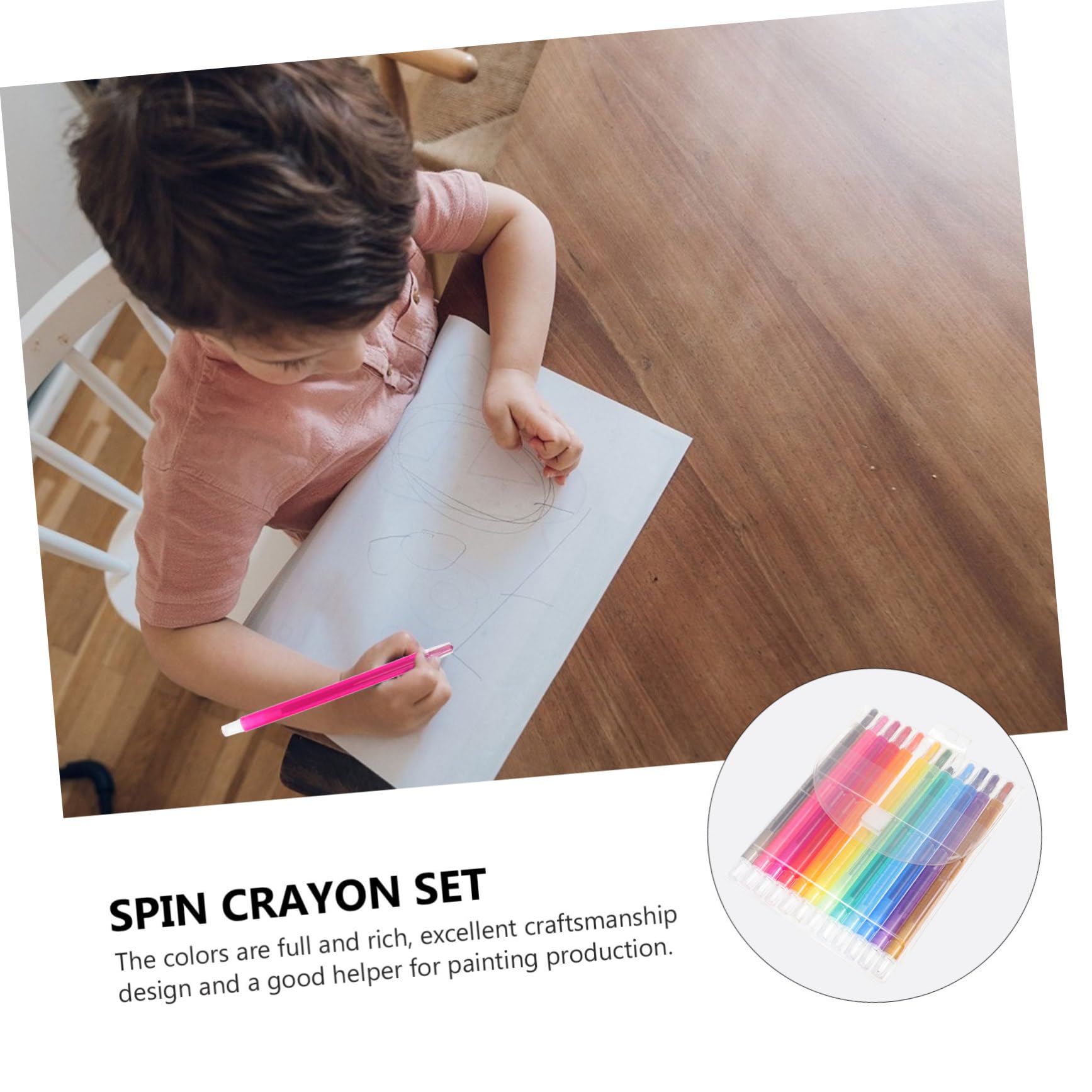 ULDIGI Students Painting Supplies 12pcs Rotating Boys and Girls Crayons Pencils for Boys and Girls Art