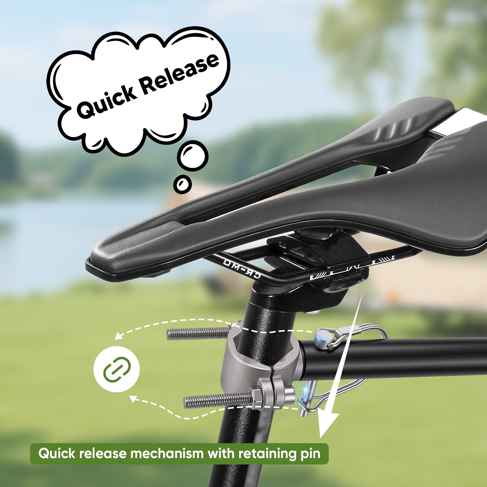 Correa de Perro para Bicicleta con Brazo en U y Amortiguación Doble, Soporte Canino para Ciclismo Montaje Rápido Ajustable Anti-Mordeduras, para Perros Grandes Bicicleta Eléctrica Triciclo, Negro