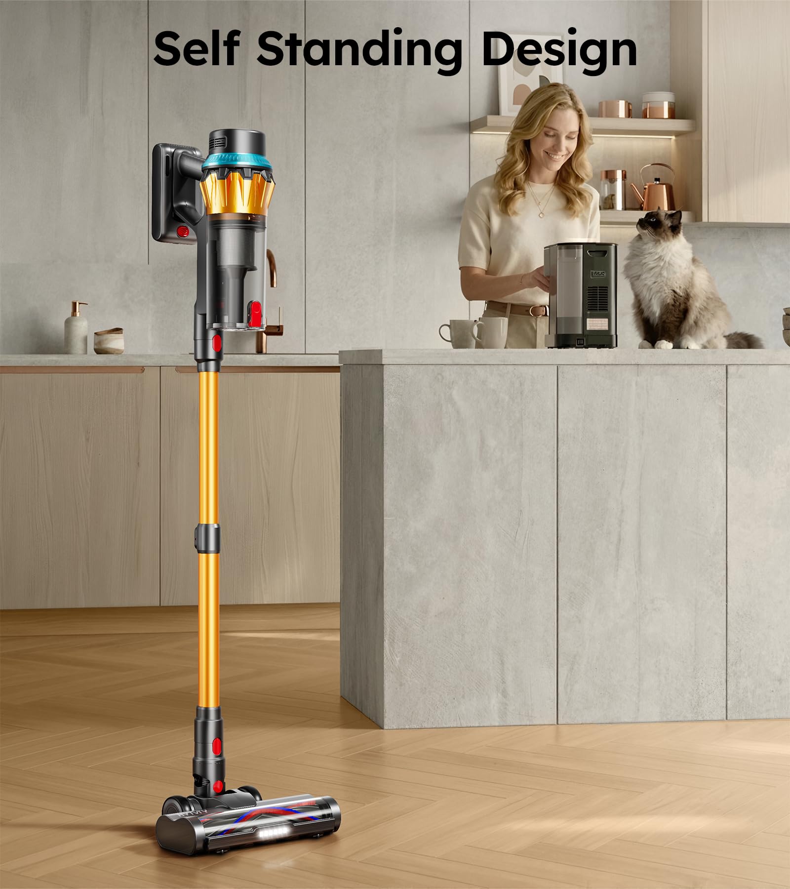 Aspiradora inalámbrica, 650 W, 55 kPa, 70 minutos de autonomía, aspiradora de mano inalámbrica, aspiradora inalámbrica con base de apoyo, aspiradoras para el hogar, pelo de mascotas y alfombras