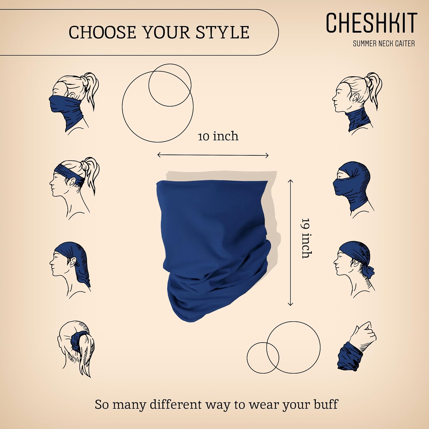 Organic Cotton Breathable Summer Neck Gaiter for Men and Women - Face Scarf Covering Balaclava Fishing Cycling Running (Dutch Blue, Medium, 2 Pack) - Image 3