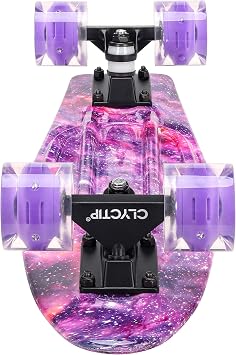 CLYCTIP Skateboard,22 inch Complete Mini Cruiser Board with Colorful Flashing Wheels and ABEC-11 Bearings for Kids,Boys,Girls,Beginners