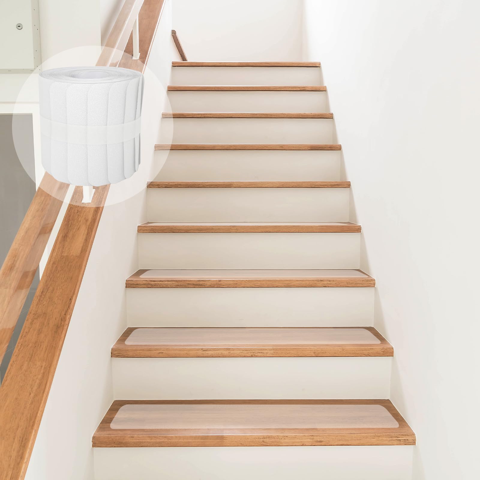 Set di 15 tappetini antiscivolo per gradini, autoadesivi, antiscivolo, per scale, trasparenti, antiscivolo per gradini in legno e pavimenti (10 x 60 cm)