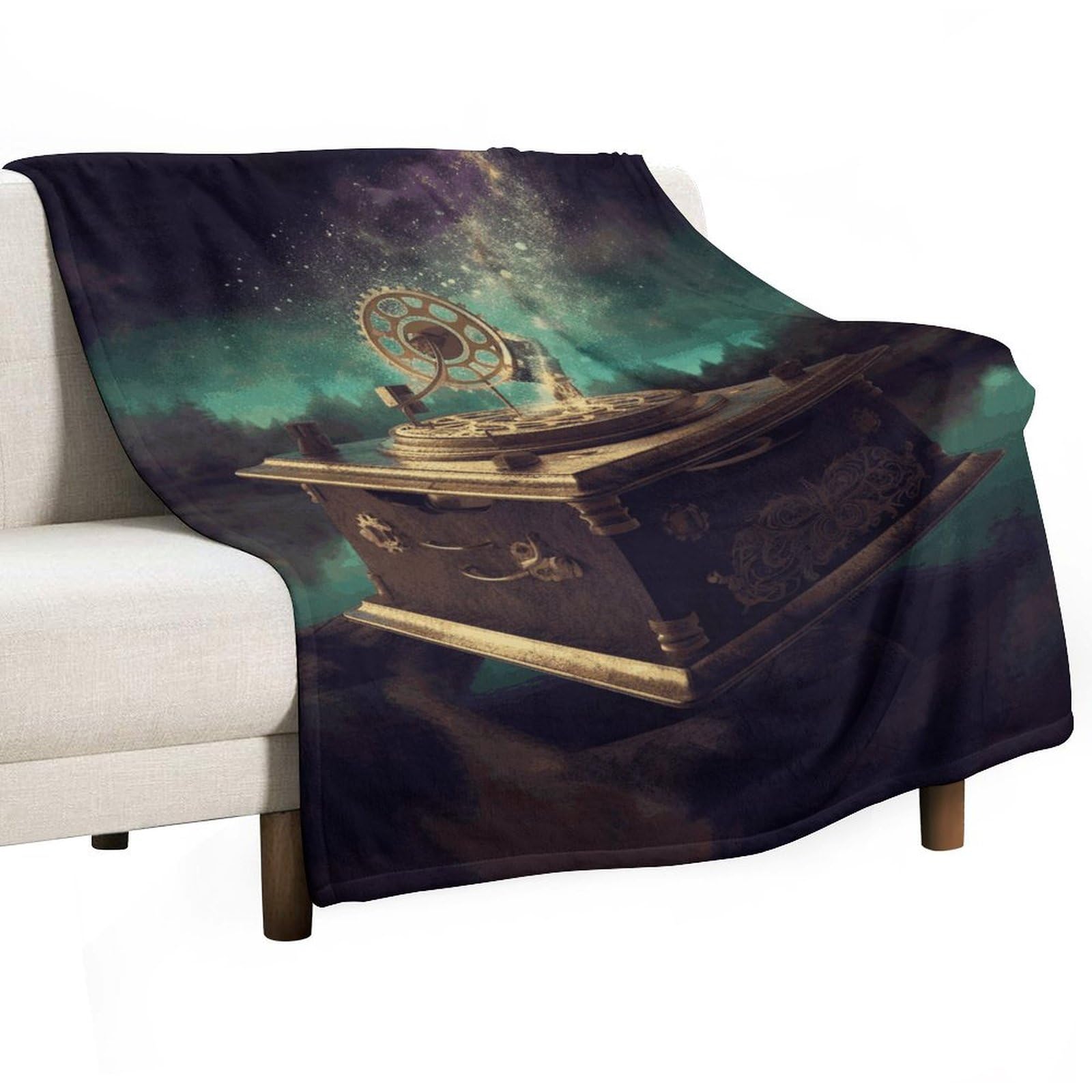 Couverture flanelle pour pique-nique et camping motif onirique doux