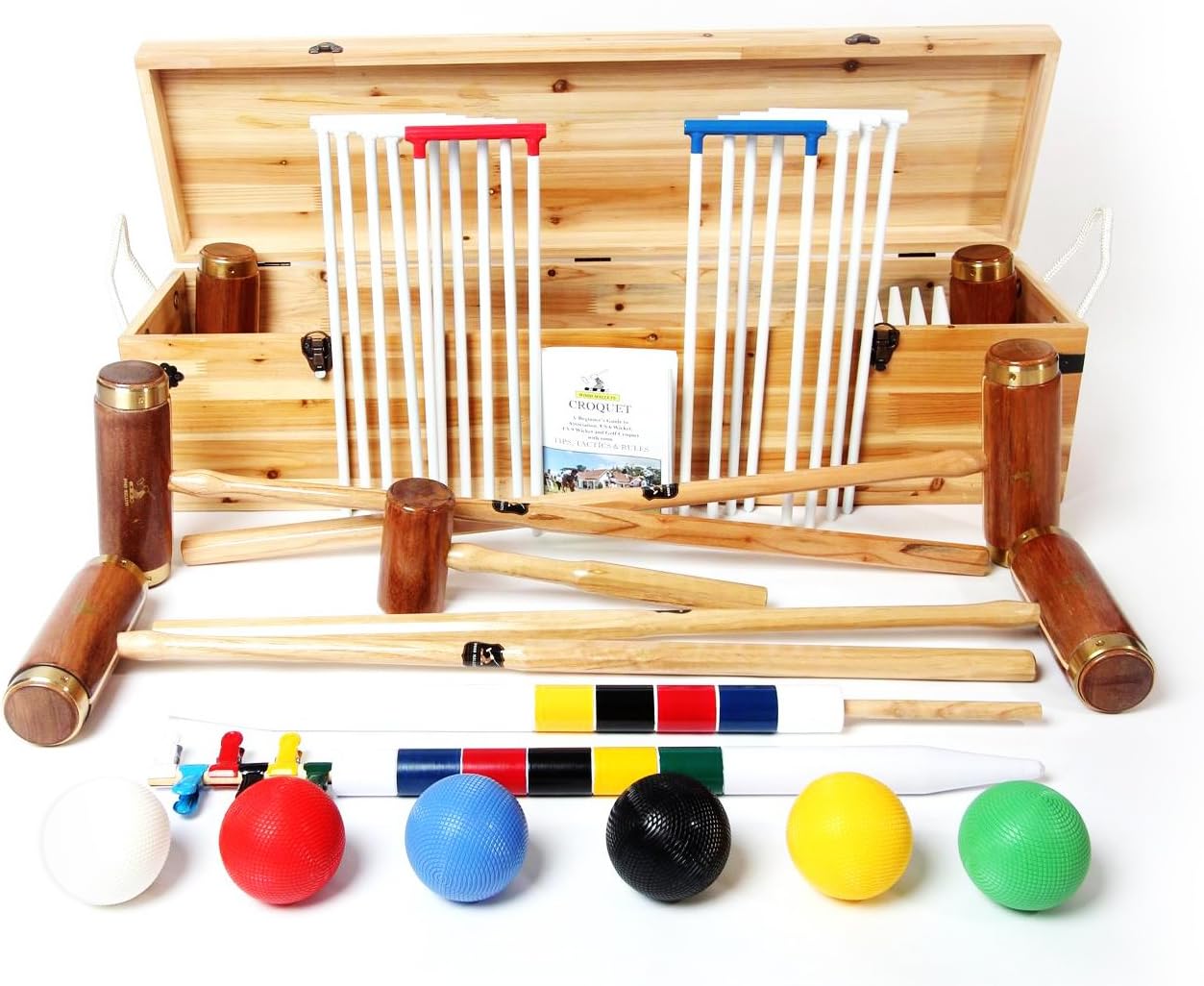 Wood Mallets Hurlingham Croquet Set, 6-Player