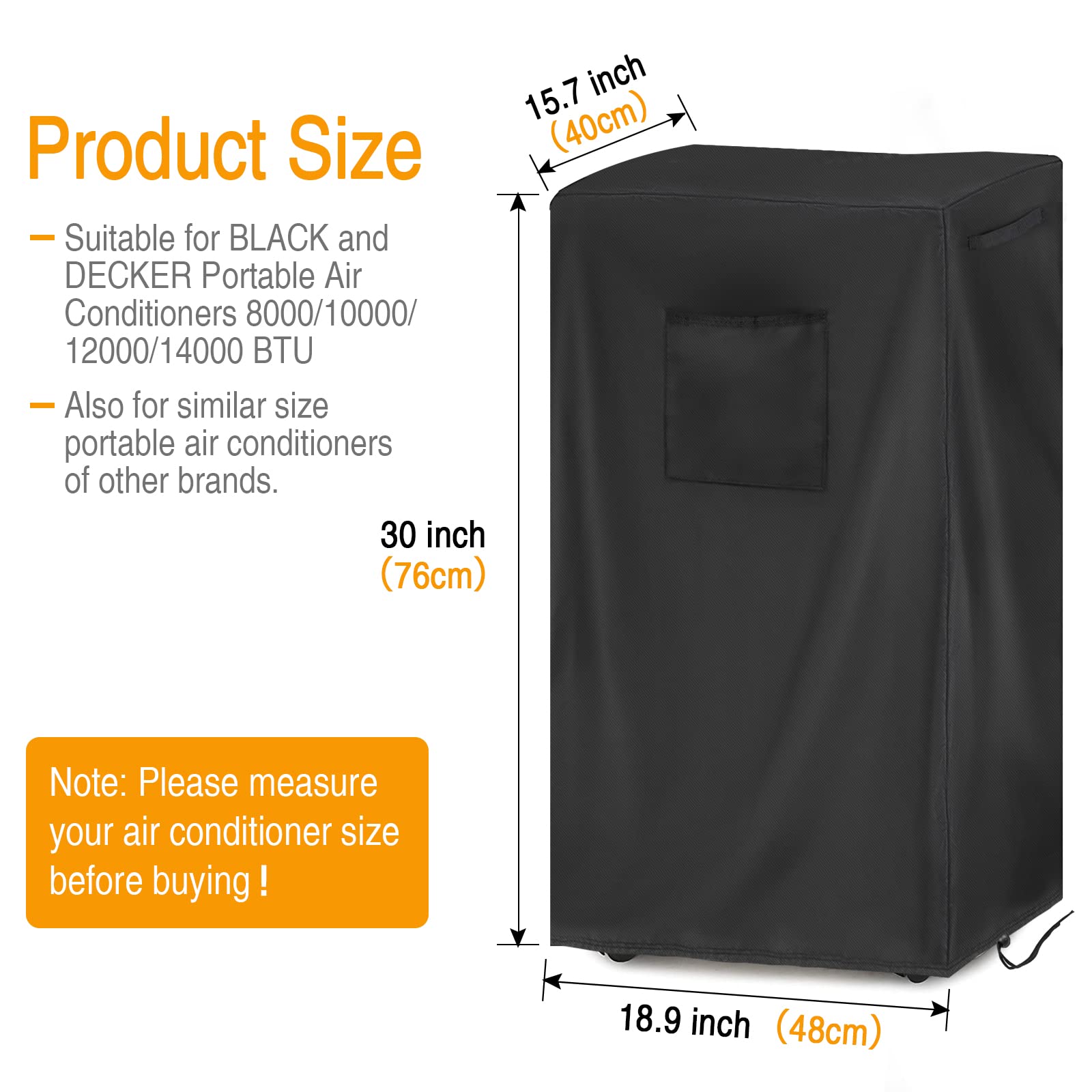 Copertura portatile del condizionatore d'aria per il nero e il decker, impermeabile AC copre per la copertura antipolvere dell'interno 420D, 49x40x76 cm