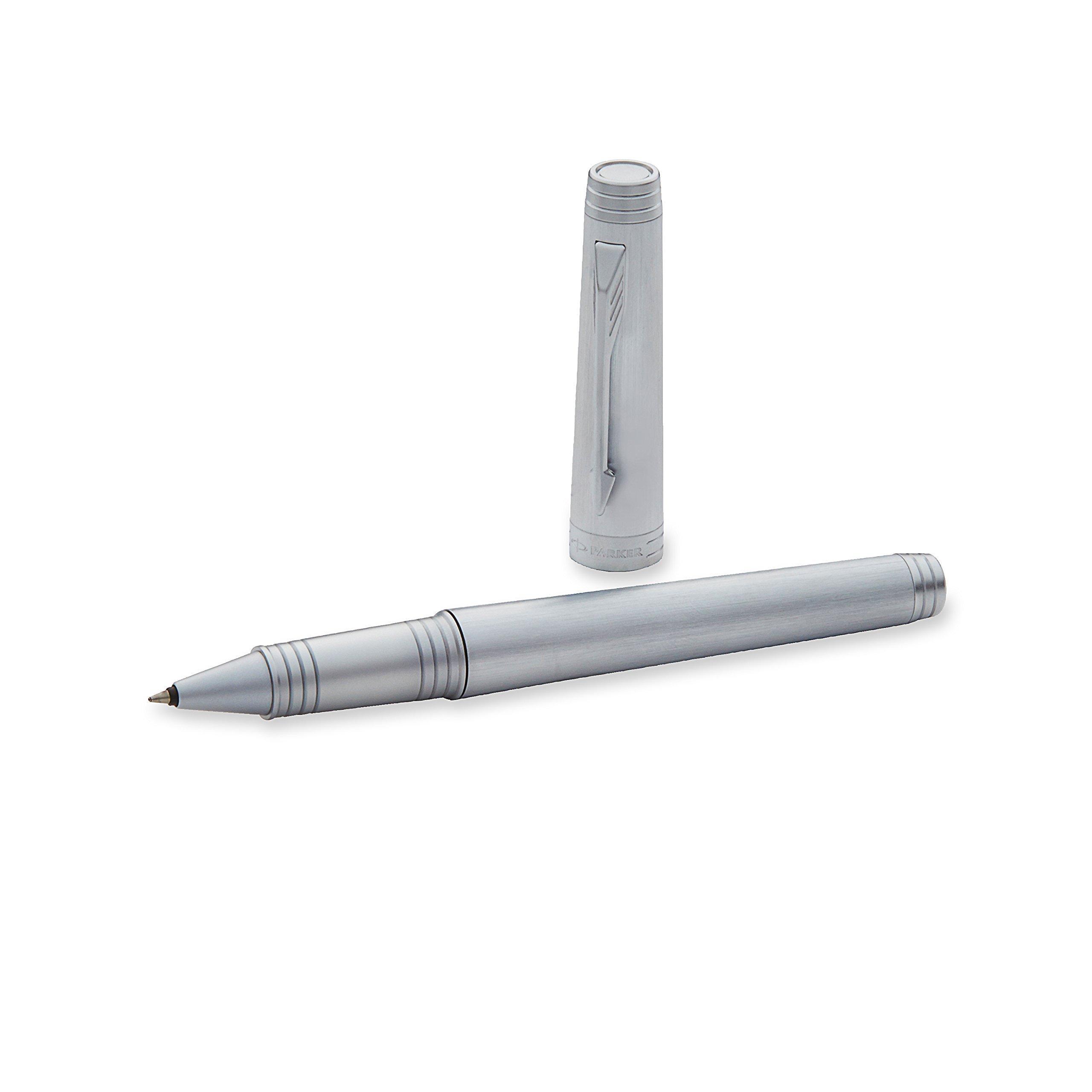 Stylo Roller Parker Premier Monochrome Titanium - Pointe Fine, Attributs Chromés, Design élégant Et Résistant