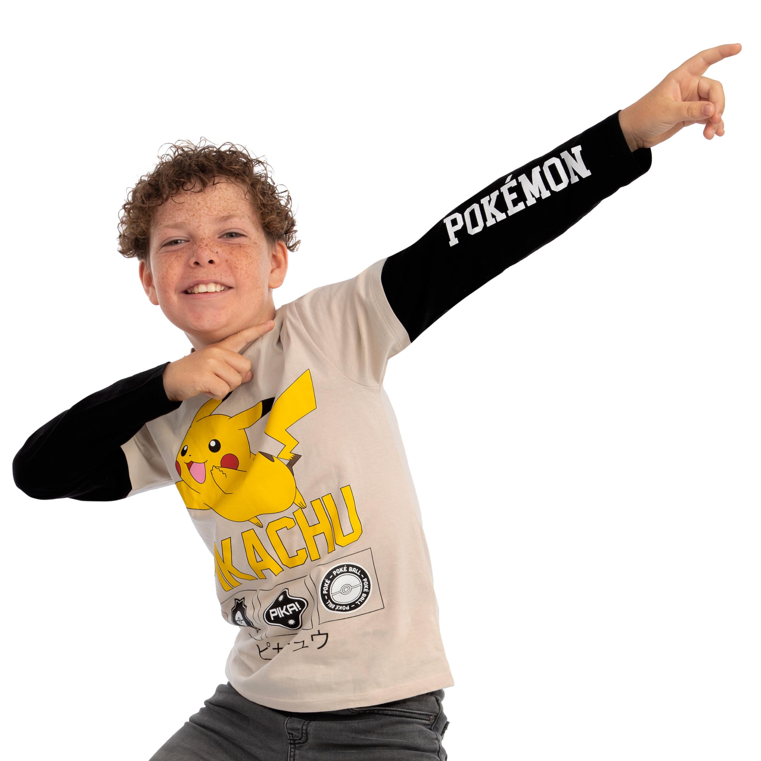 Pokémon T Shirt Garcon, T-Shirt Enfant à Manches Longues, Haut Pikachu Garçon, Vêtements Garçon en Coton