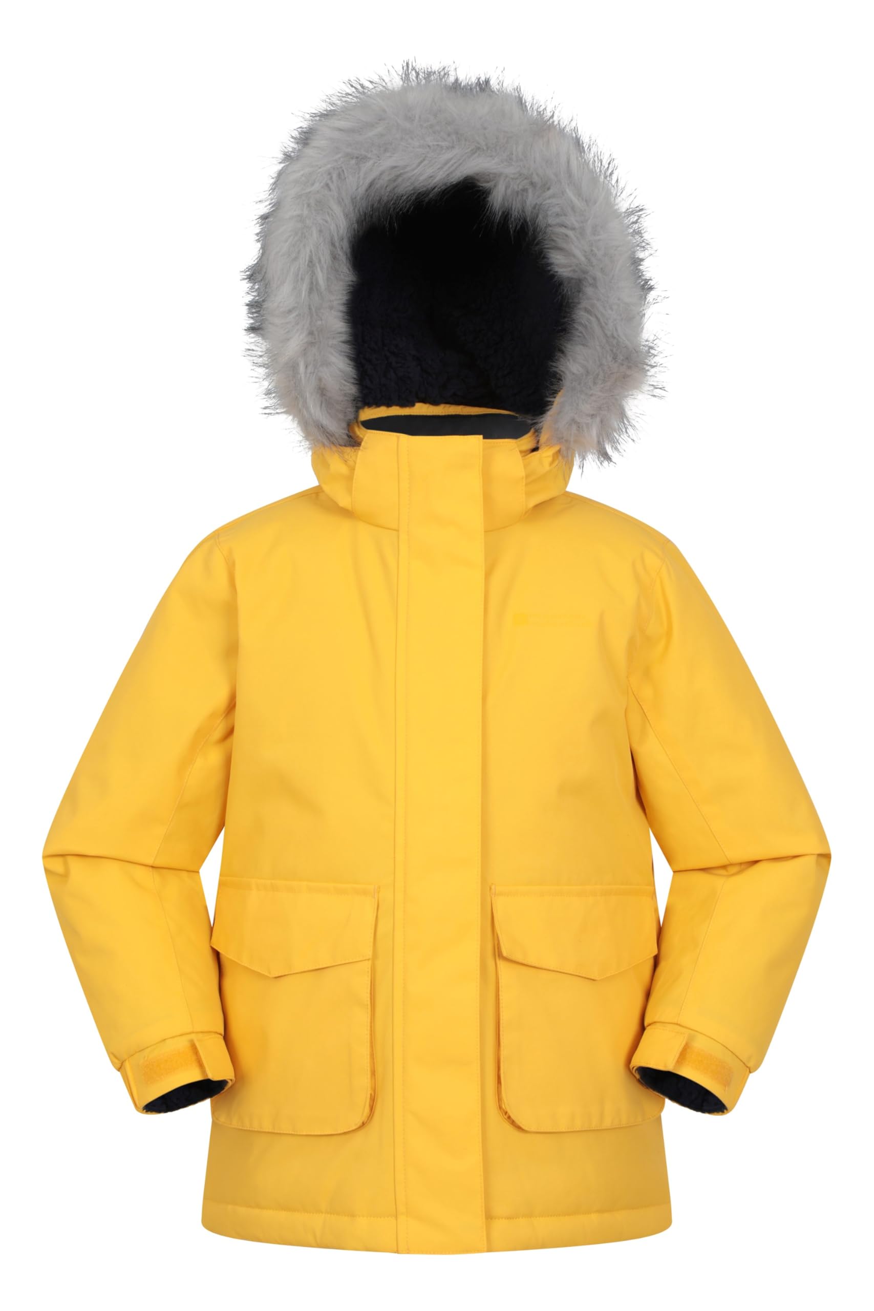 Mountain Warehouse Boys Mustard Ranger Plain Kids Water Resistant Jacket - Elasticated Cuffs & Hem, Adjustable Hood, & Girls - Best For Autumn, Winter, Outdoors & Hiking Kids Size 7-8 Years