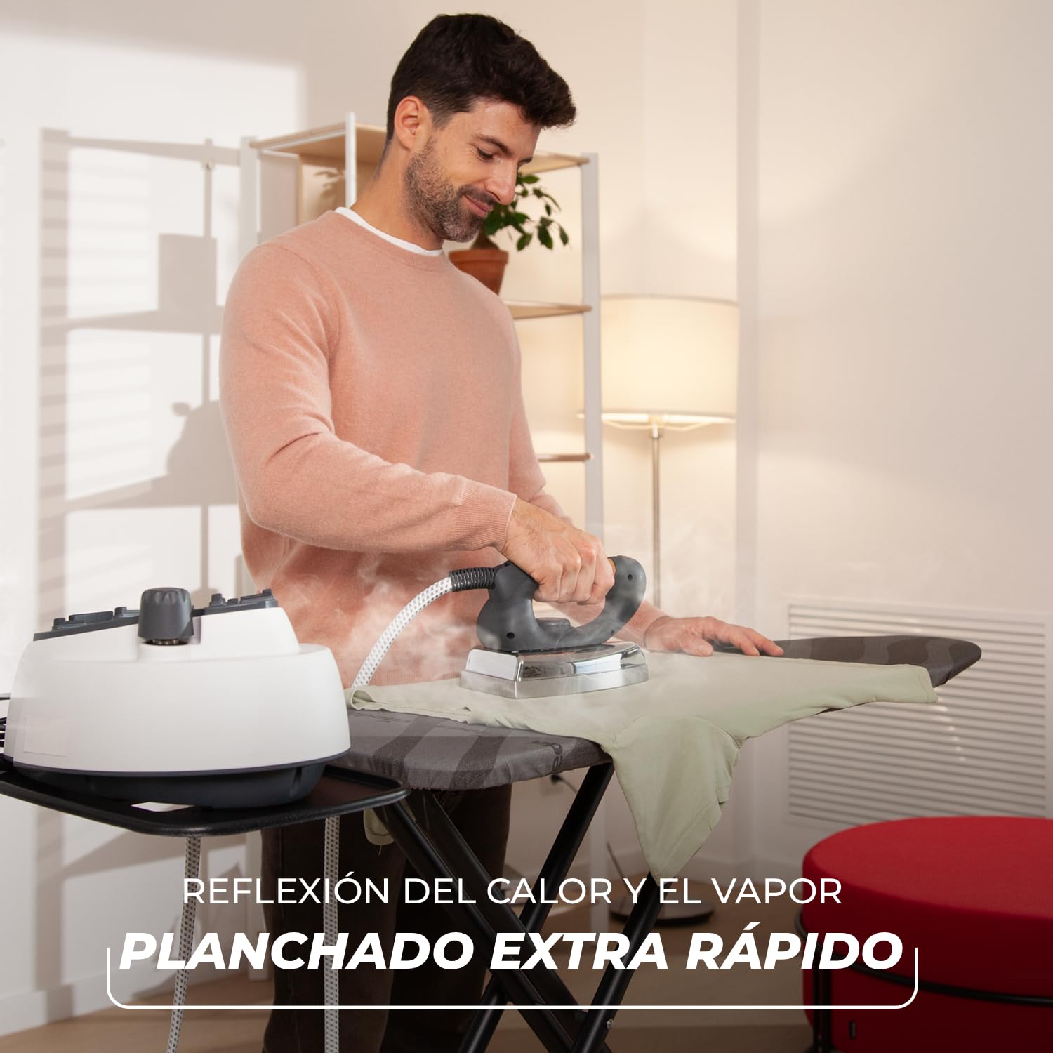 Vileda Tabla de Planchar Total Reflect Ultimate, Planchado Extra rápido, Extra Robusta, Superficie de Planchado Amplia, Altura Ajustable, Reposa Plancha XXL, Fácil de Plegar y de Guardar
