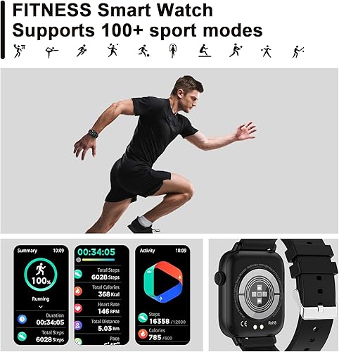 Miniatura 4 de Reloj inteligente para hombres y mujeres de 1.9 pulgadas, compatible con teléfonos Android, compatible con iPhone, Samsung, Android, IP68,