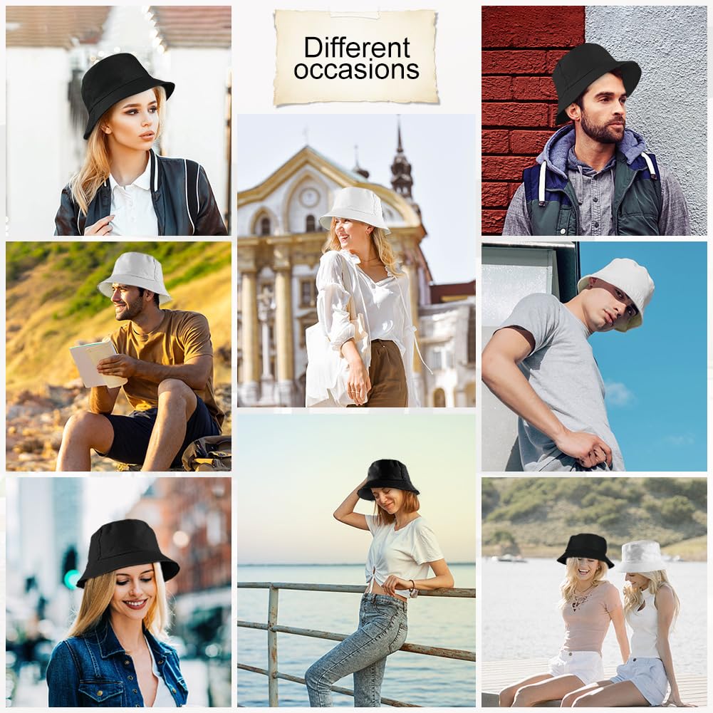 flintronic Sombrero del Pescador Algodón, Gorro Pescador Plegable Sombrero, Bucket Hat Sombrero de Sol, para Senderismo Camping Playa