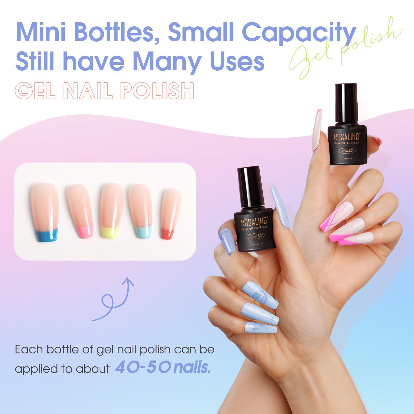ROSALIND Smalto Semipermanente Unghie, 80 Pezzi Bianco Rosso Blu Verde Viola Colori Smalti Semipermanenti per Unghie Rosa Grigio Oro, UV/LED Mini Smalto Gel Unghie Manicure Regalo