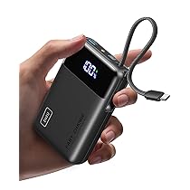 INIU 45W Power Bank, Ultra Compatto 20000mAh Ricarica Rapida Powerbank con Cavo USB C Integrati, Sicuro in Aereo, Essenziale da Viaggio, Caricatore Portatile per iPhone 17 16 Pro, Xiaomi, Samsung ecc