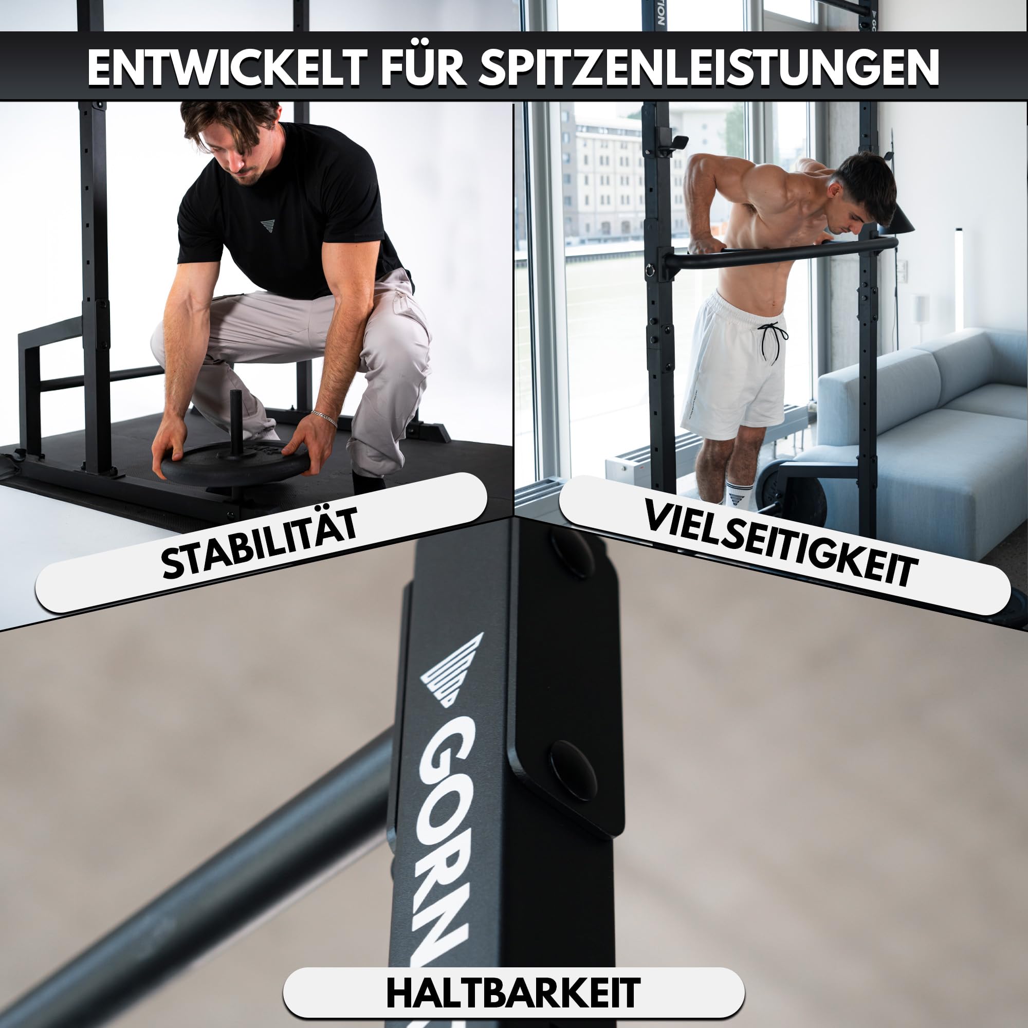 GORNATION Pull Up Station, Klimmzugstange freistehende, Freistehender Power Tower, Klimmzugstation, multifunktionaler Kraftturm für Zuhause, Fitness Rack, für Klimmzüge & Calisthenics