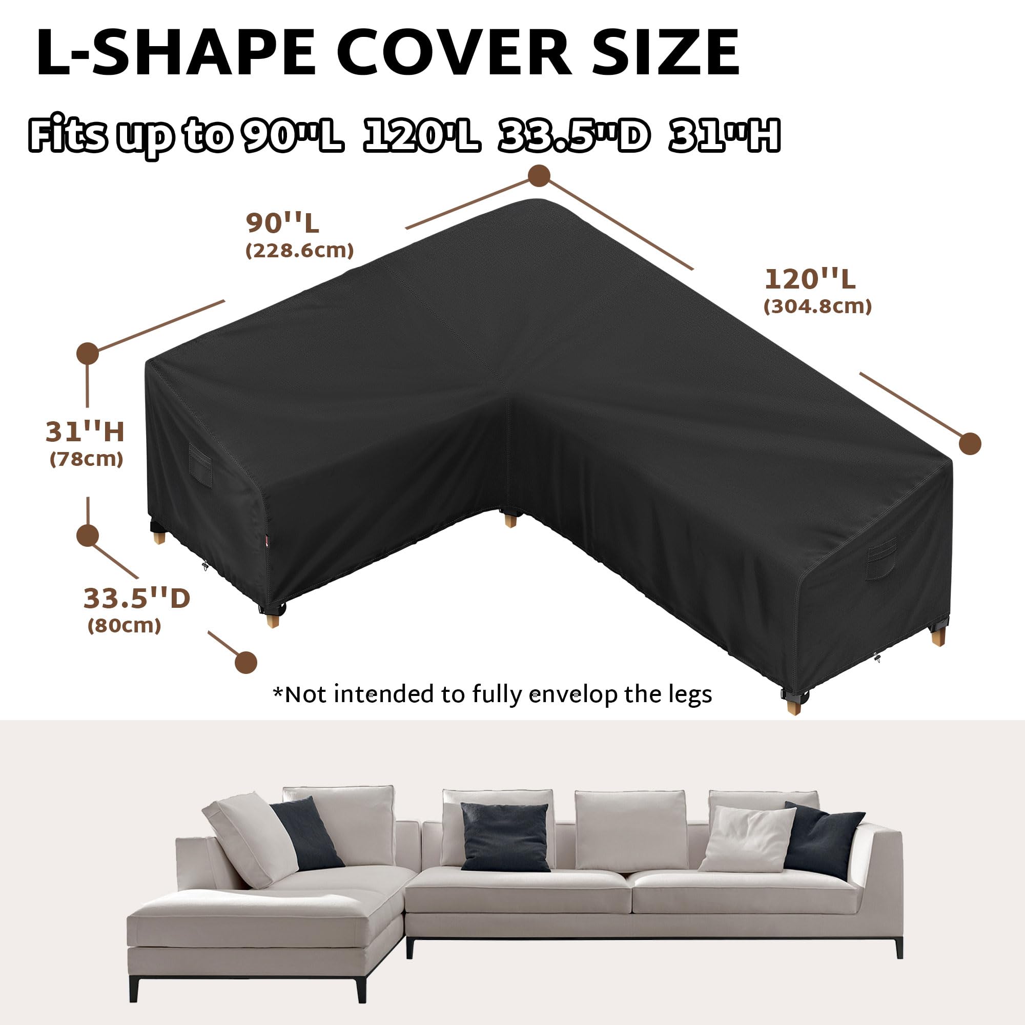 Amazon.com : iBirdie Outdoor Sectional Cover fit 90 x 120 inch, 89