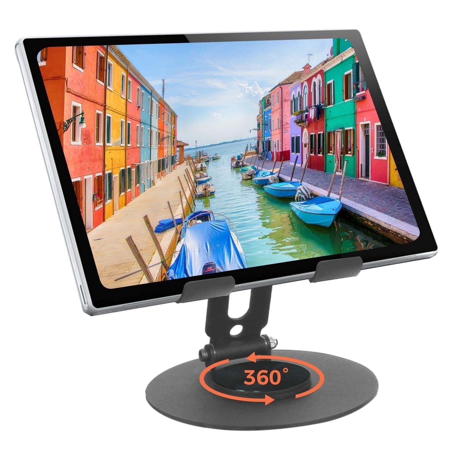 adjustable 360° rotating laptop stand, foldable heavy-duty metal desk holder with ergonomic height adjustment, portable anti-slip cooling riser for laptops, tablets & notebooks (black)
