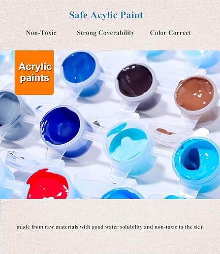 Miniatura 5 de Artunion Pintura de castillo de noche estrellada por números para adultos principiantes, kits de pintura abstracta por números, pintura al óleo por