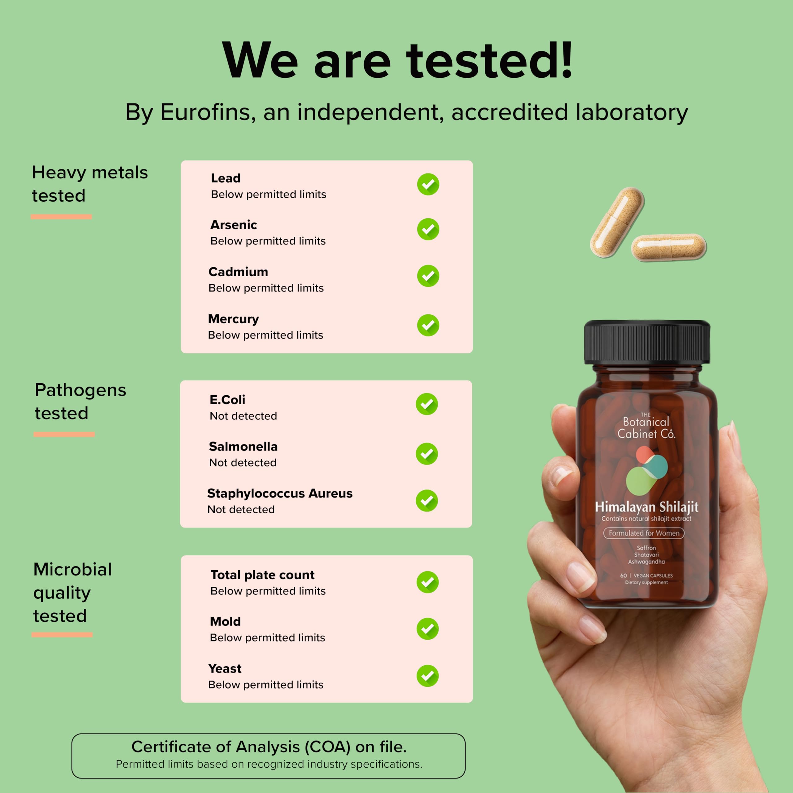 Shilajit for Women, Natural Extracts, Lab tested, 60 Capsules — Amazon image 6
