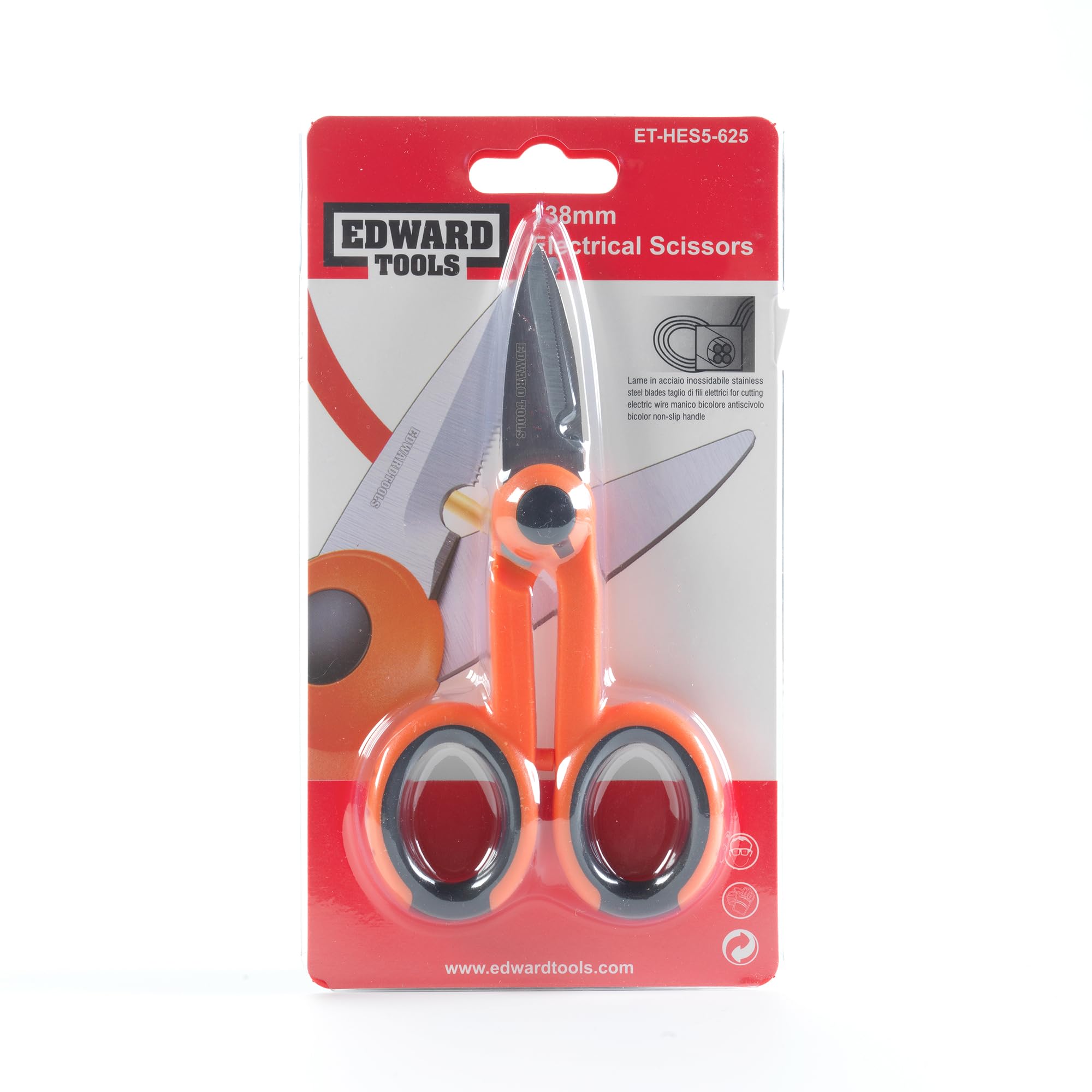 Edward Tools Harden Pro - Tijeras de electricista de 5.5 pulgadas, hoja de acero inoxidable resistente para electricistas, bricolaje, uso de contratistas, cortar cables, pelar cables, cortar
