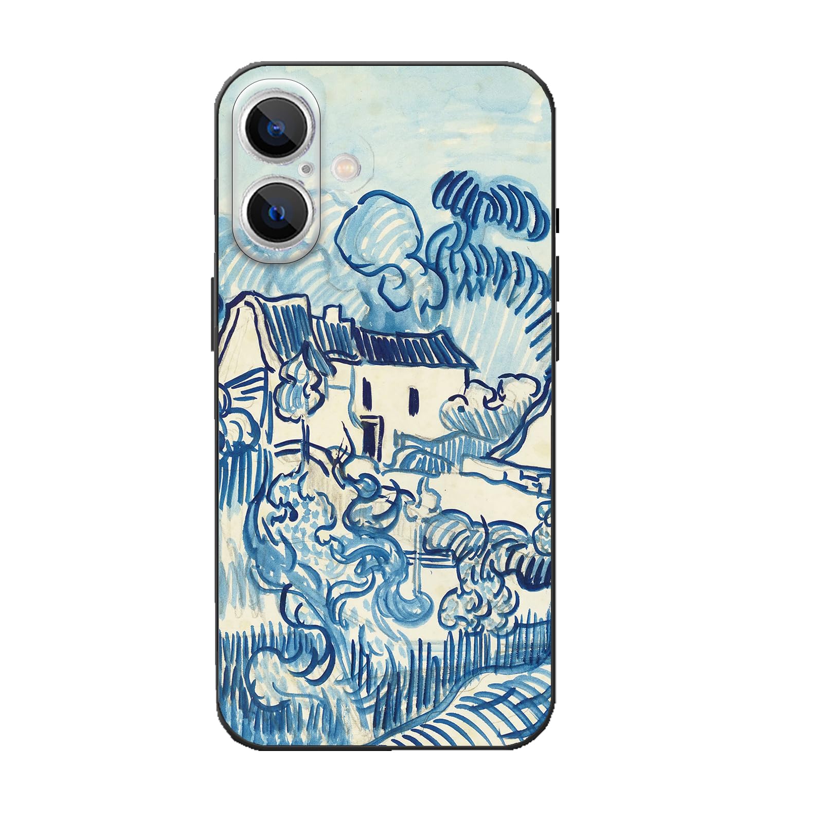 MURLEBAY Compatible with iPhone 16 Phone Case, Van Gogh Landscape Aesthetic Art Blue Phone Case, Famous Art Shockproof Protective Phone Cover