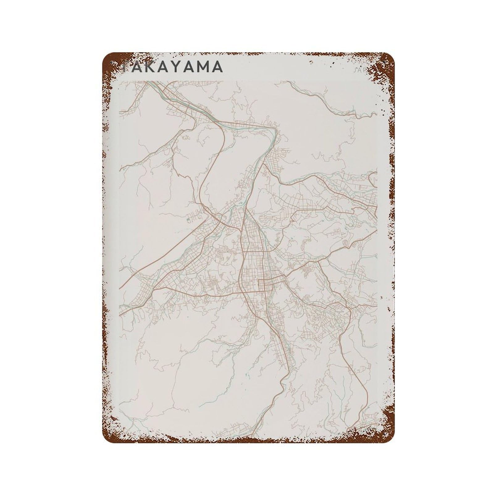 xiaoxiaoshen Takayama Map Japan Travel Gift Minimalist Wall Decor Art Metal Tin Poster Modern Home Decor Art Home Bar Shop Decorations Vintage Sign 40x30cm