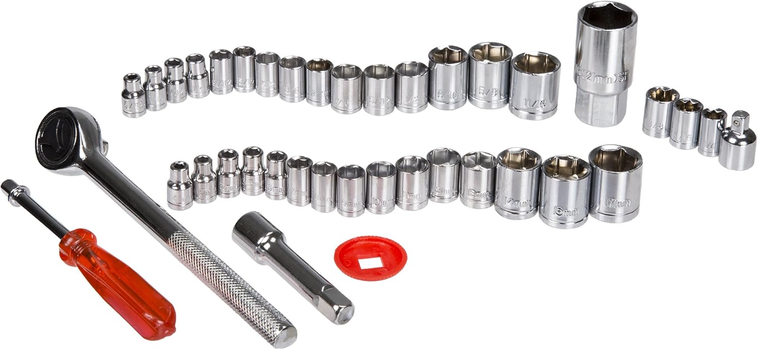 Exclusive Discount 50% Price 40 Piece Ratcheting Socket Wrench Set - Metric and Standard 6-Point Hex Socket Organizer Kit with Combination Torque and Insulated Handles 🔥 Cashback up to 70% 40 Piece Ratcheting Socket Wrench Set - Metric and Standard 6-Point Hex Socket Organizer Kit with Combination Torque and Insulated Handles