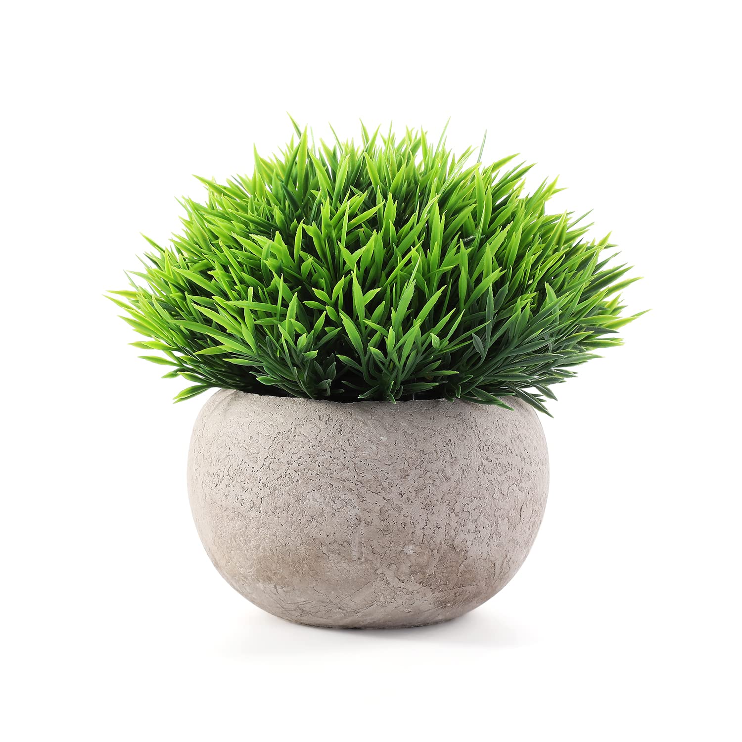 Artificial Plant in Pot Fake Plants Mini Faux Grass Ball Artificial Succulents Plants for Office Home Bedroom Desk Windowsills Living Room Office Decortion