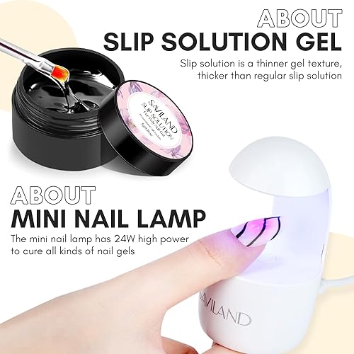 Miniatura 6 de SAVILAND Kit de iniciación de uñas de gel de poliéster en casa, kit de extensión de uñas súper duradero, kit de gel duro, juego más fácil de