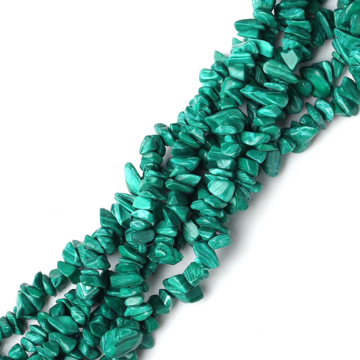 XIANNVXI 400 Pcs Malachite Green Round Craft Beads, 5-8mm, Green, Z4 - Malachite - Image 3