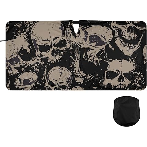 Grunge Skulls Windshield Sun Shade, Car Sunshade for Auto Truck SUV, Sun Shield Tha...