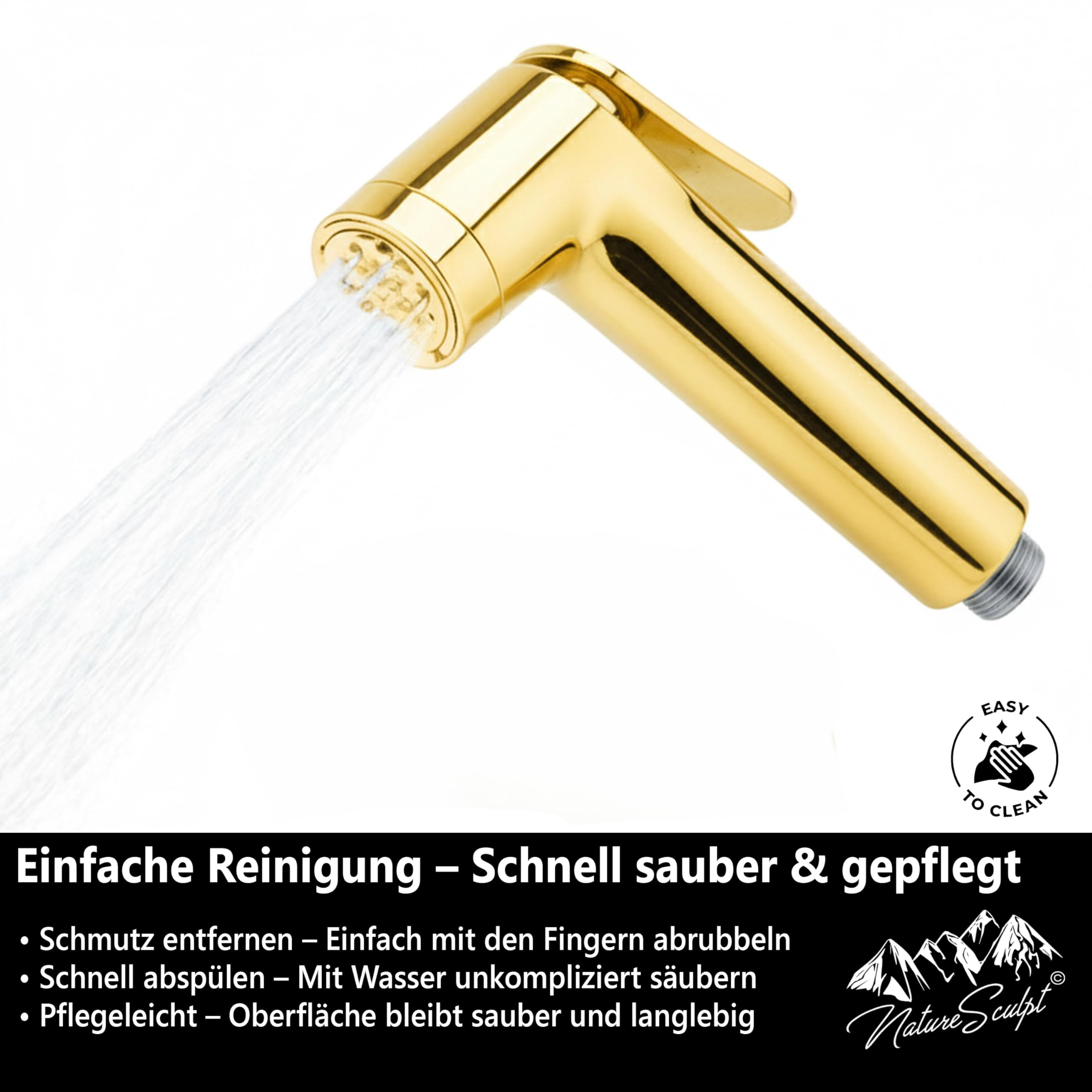 Pommeau de douche mobile pour camping avec tuyau de 1,2 m, alimentation en eau réglable, pour camping-car, vanlife et lavabo d'extérieur, compact, portable, ABS robuste (doré)