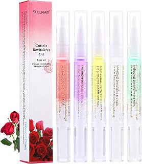 SULLMAR 5-Pack Cuticle Oil Pens: Vitamin-Rich Nail Nutrition for Strengthening, Moisturizing Cuticles & Hangnail Relief - 360° Rotating Easy Apply