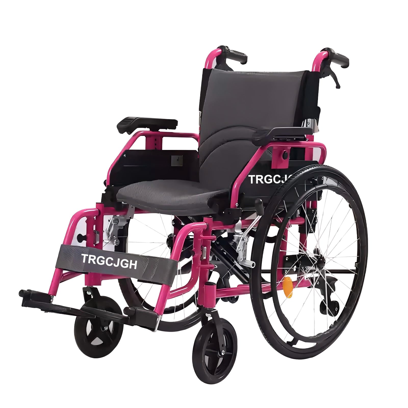 Silla de Ruedas de tránsito, Silla de ruedas aluminio plegable ligera con autopropulsión, Frenos manuales, Antivuelco(18.8" Seat Width,Pink)