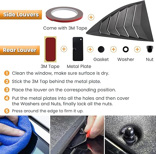 Vista 20 de Rejilla de ventana trasera para Chevrolet Chevy Camaro 2010 2011 2012 2013 2014 2015 cubierta de parabrisas ventilación GT estilo Lambo ajuste