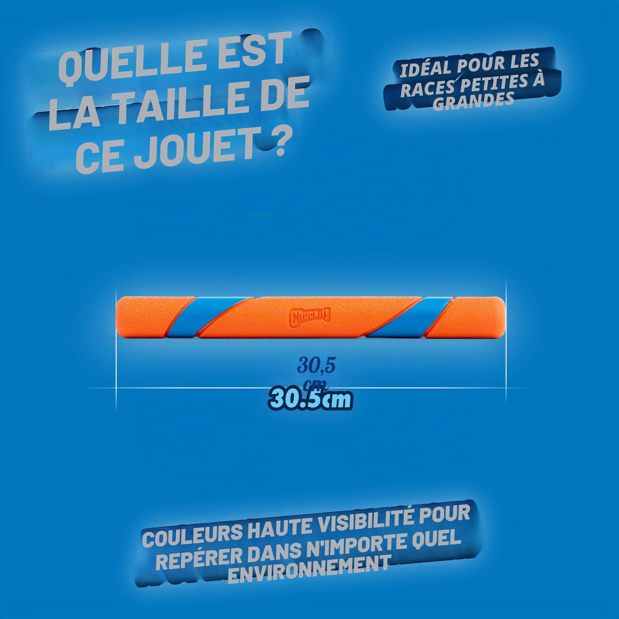 Chuckit! – Ultra Fetch Stick – Bâton à Poursuivre et à Mâcher pour Chien - Jouet Idéal pour Les Jeux de Rapport d’Objet – Caoutchouc Robuste – Renforce la Complicité – Taille Unique