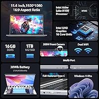 Vista 4 de 2026 Latest Laptop,16GB RAM 1TB SSD,15.6 inch 2K FHD IPS Screen,12th Quad Core N100(3.4GHz) CPU, 2.4G/5G WiFi/BT5.0, HD Webcam,Full-Featured