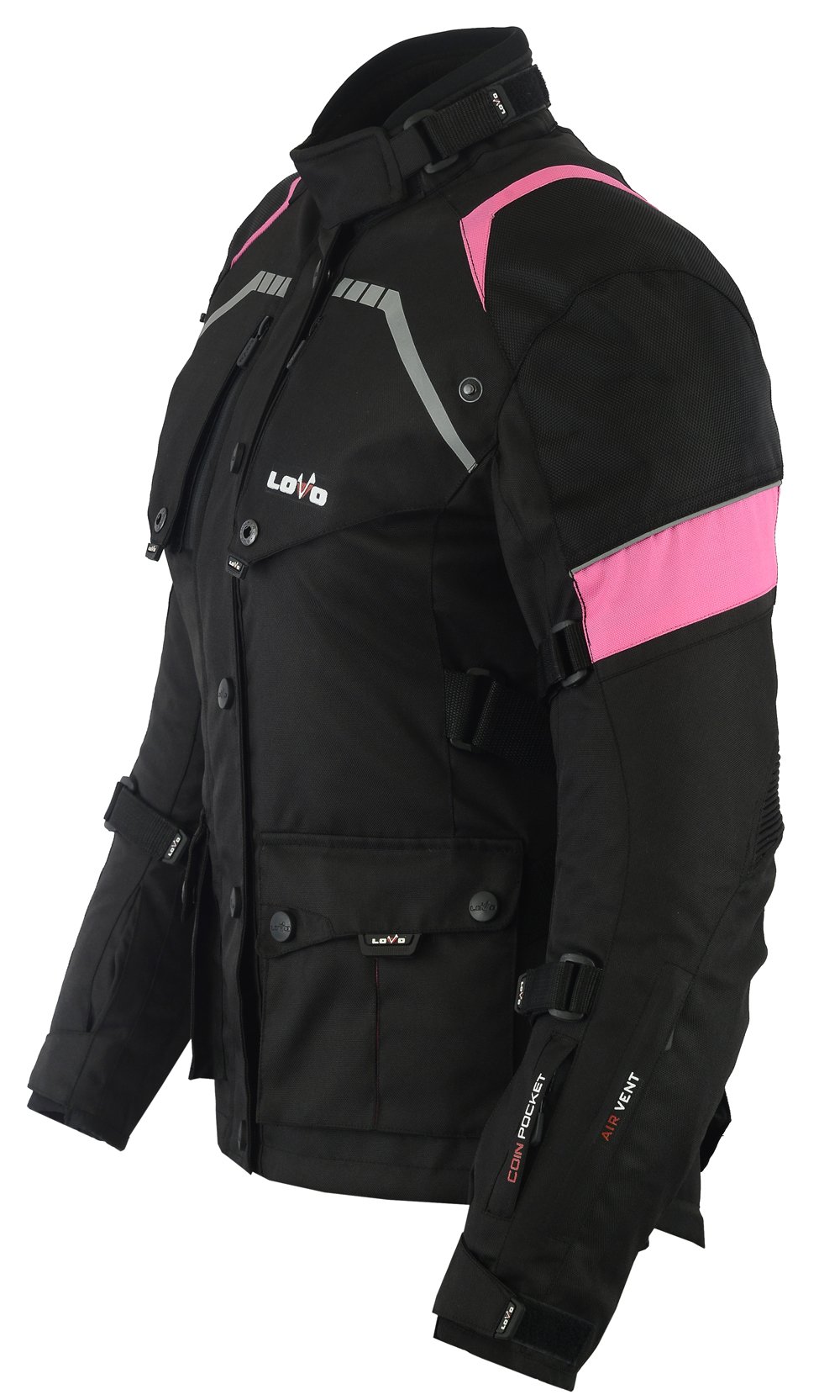 Veste Moto Femme Xelement – Rose Et Noir – Taille M – Blindée (dossier) – Rembourrée