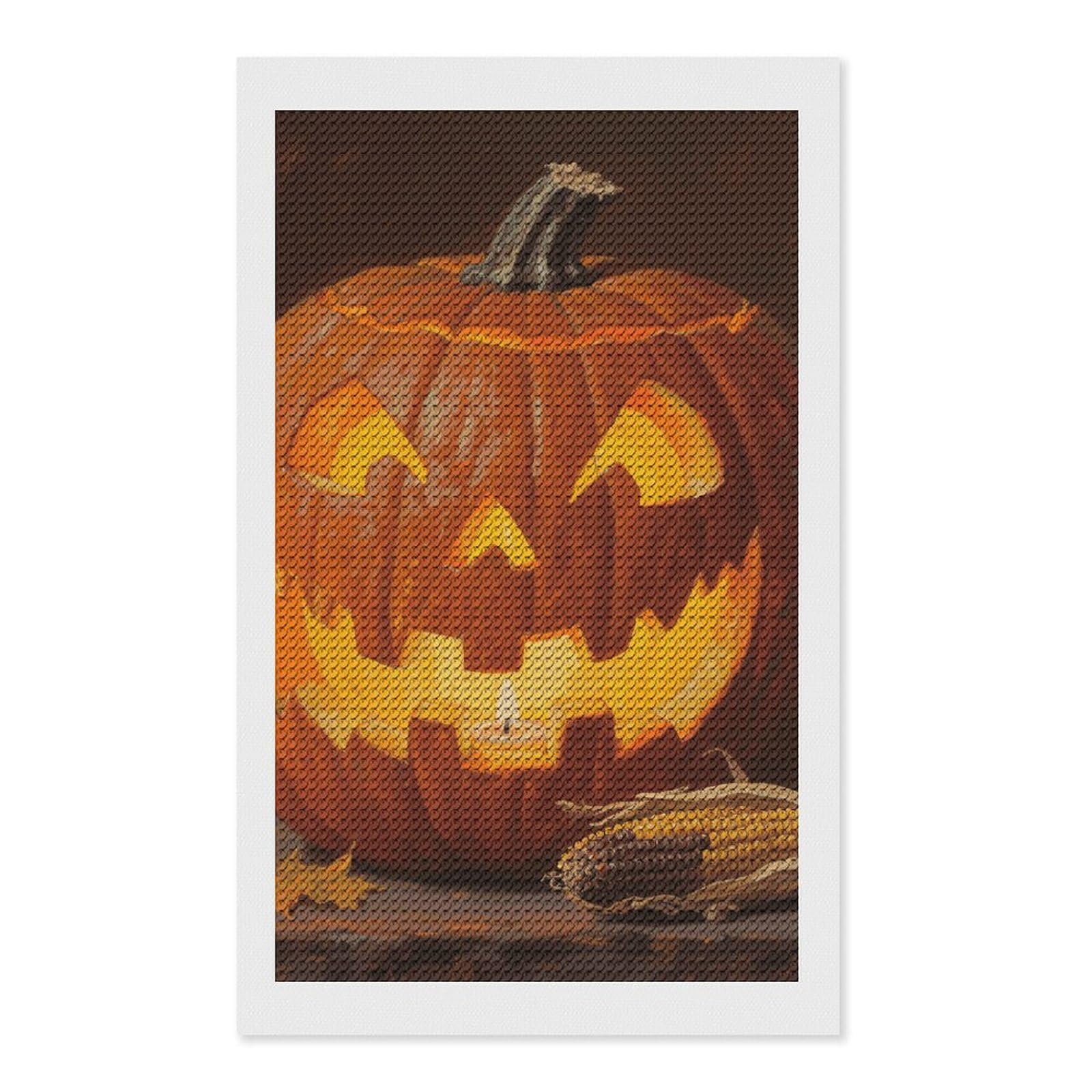 FodPand Pumpkin 5D Diamond Painting Kits for Adults Beginners Full Drill Round Diamond Dots Pictures Gem Art Supplies for Home Wall Room Decoration DIY Craft Set Gift 12x20
