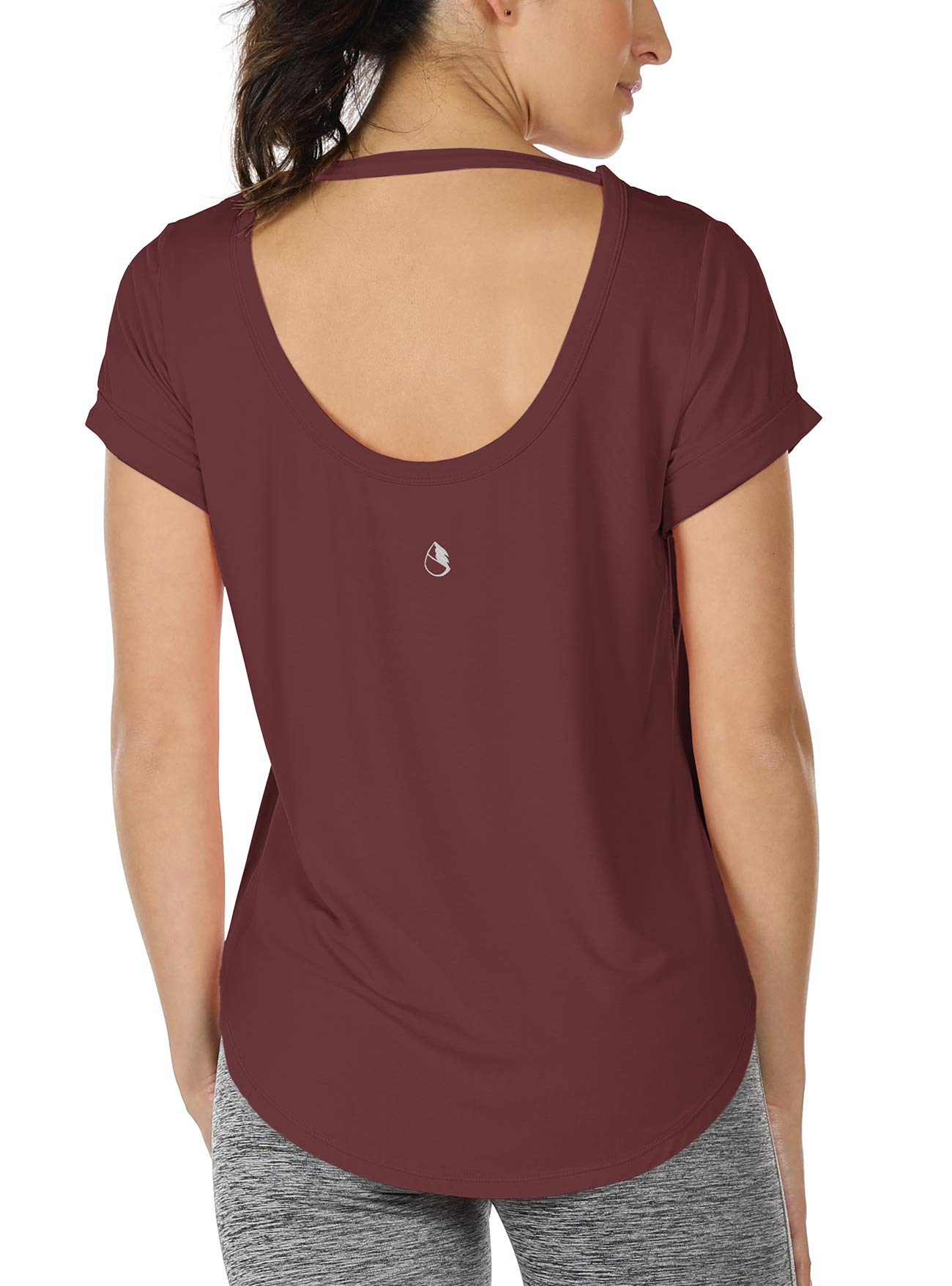 Open Back Yoga Shirts for Women - Workout Exercise Tops Short Sleeves  Sports  T-Shirts