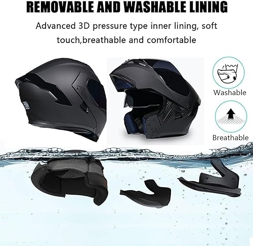 Miniatura 5 de Casco modular Moto Bluetooth con doble visera, con micrófono para Respuesta Automática Casco de Moto Homologado ECE Adecuado para Hombre Mujer