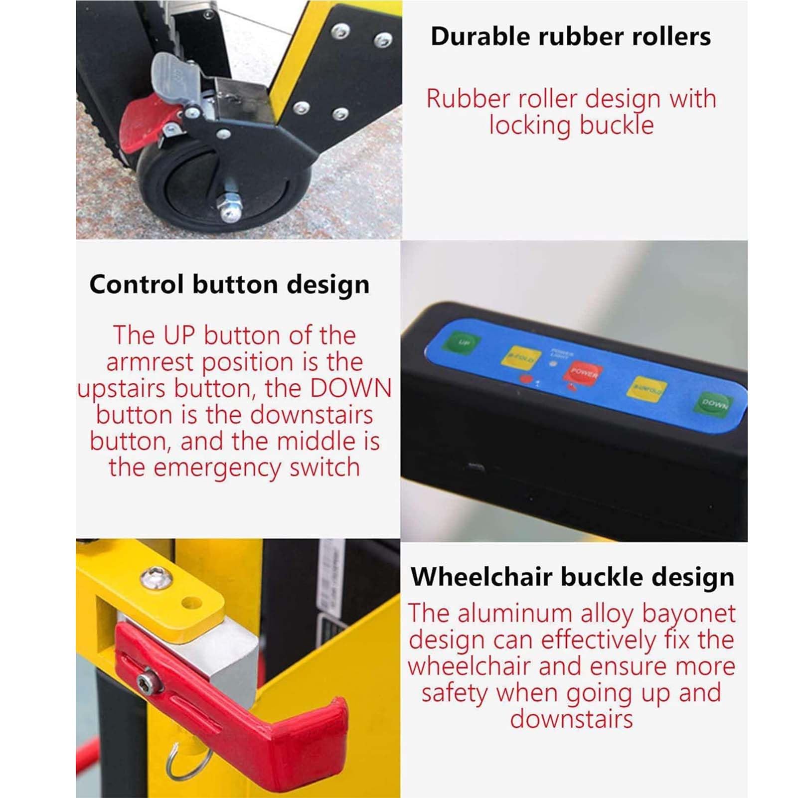 Elevador De Escaleras EléCtrico para Silla De Ruedas Silla Plegable para Subir Escaleras Salvaescaleras para El Hogar para Personas Mayores Motor Potente Bajo Nivel De Ruido