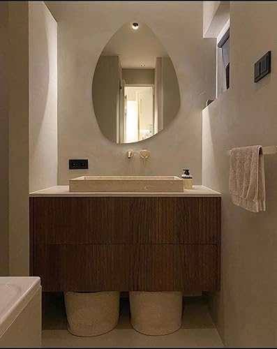 Miniatura 6 de Espejo estético LED para lavabo, espejo de baño iluminado LED asimétrico, espejo decorativo irregular, espejo triangular con luces (luz fría, 16 x