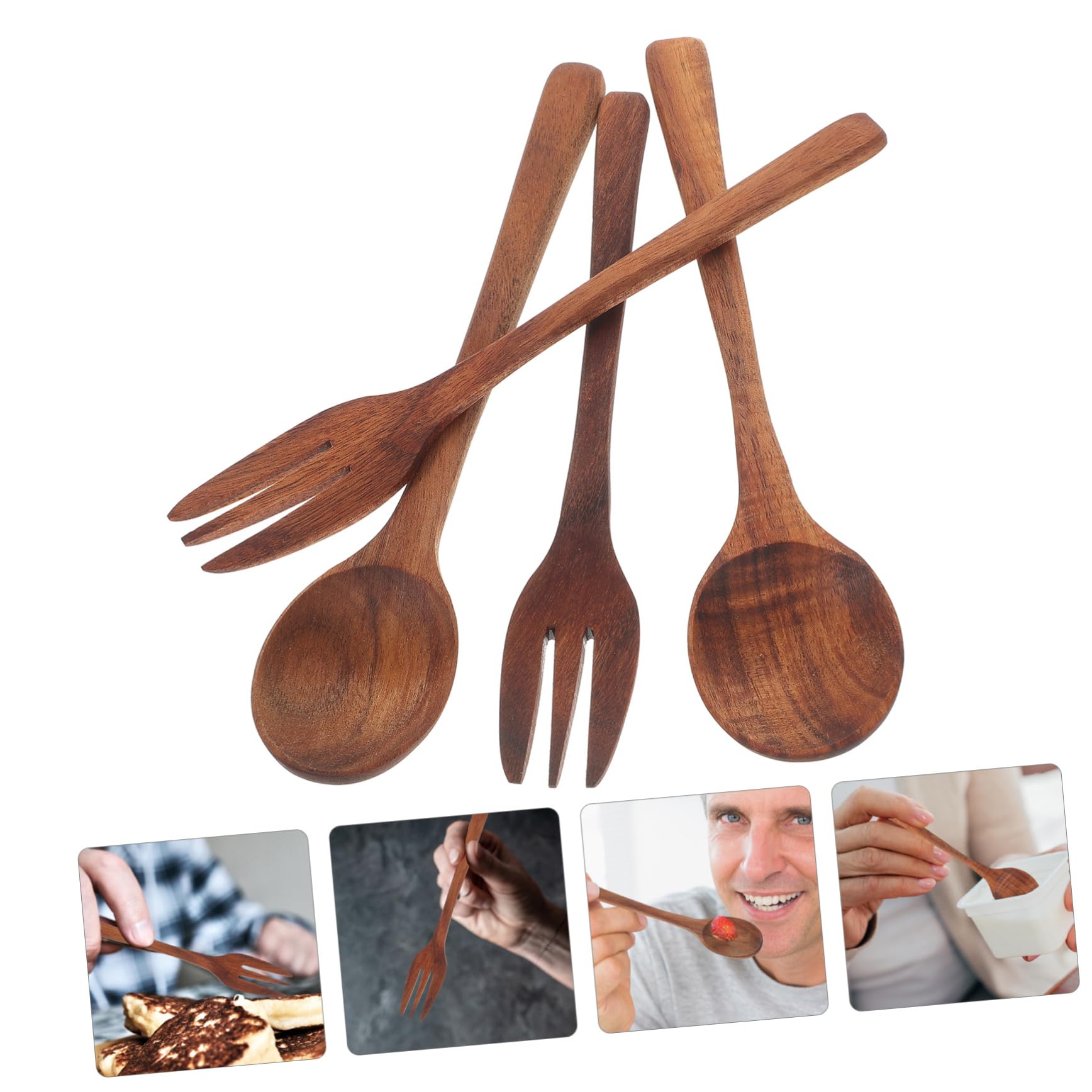 Alipis Elegant Wooden Forks and Spoon Set Japanese Style Silverware Reusable Salad Fork and Dessert Spoon Perfect for Home Parties and Formal Occasions
