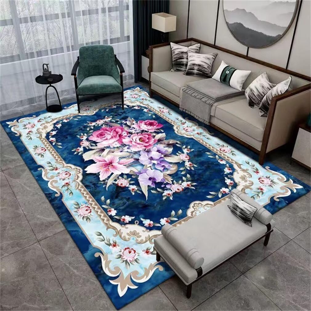 Tapis de salon à sticker floral idéal pour créer un coin cosy sous le canapé