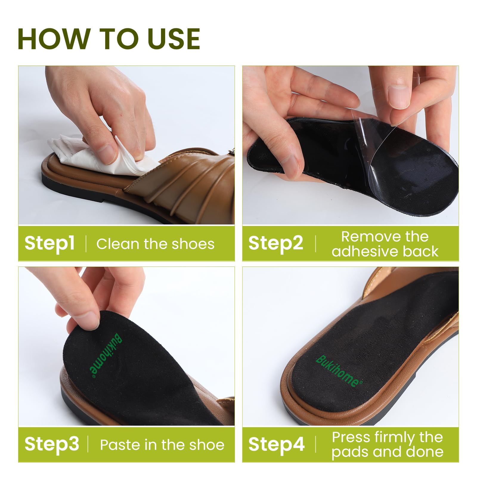 Bukihome 3 Paia Solette Ortopediche per Supporto Arco, Solette per Fascite Plantare, Plantare per Piede Piatto per Uomini e Donne, per Tacchi, Sandali, Scarpe Sportive (S, Nero)