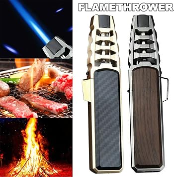 Turbine Torcher - Jet Flame Refillable Butane Lighter Windproof Lighter with Punch for Candle Camping BBQ Kitchen - Brown