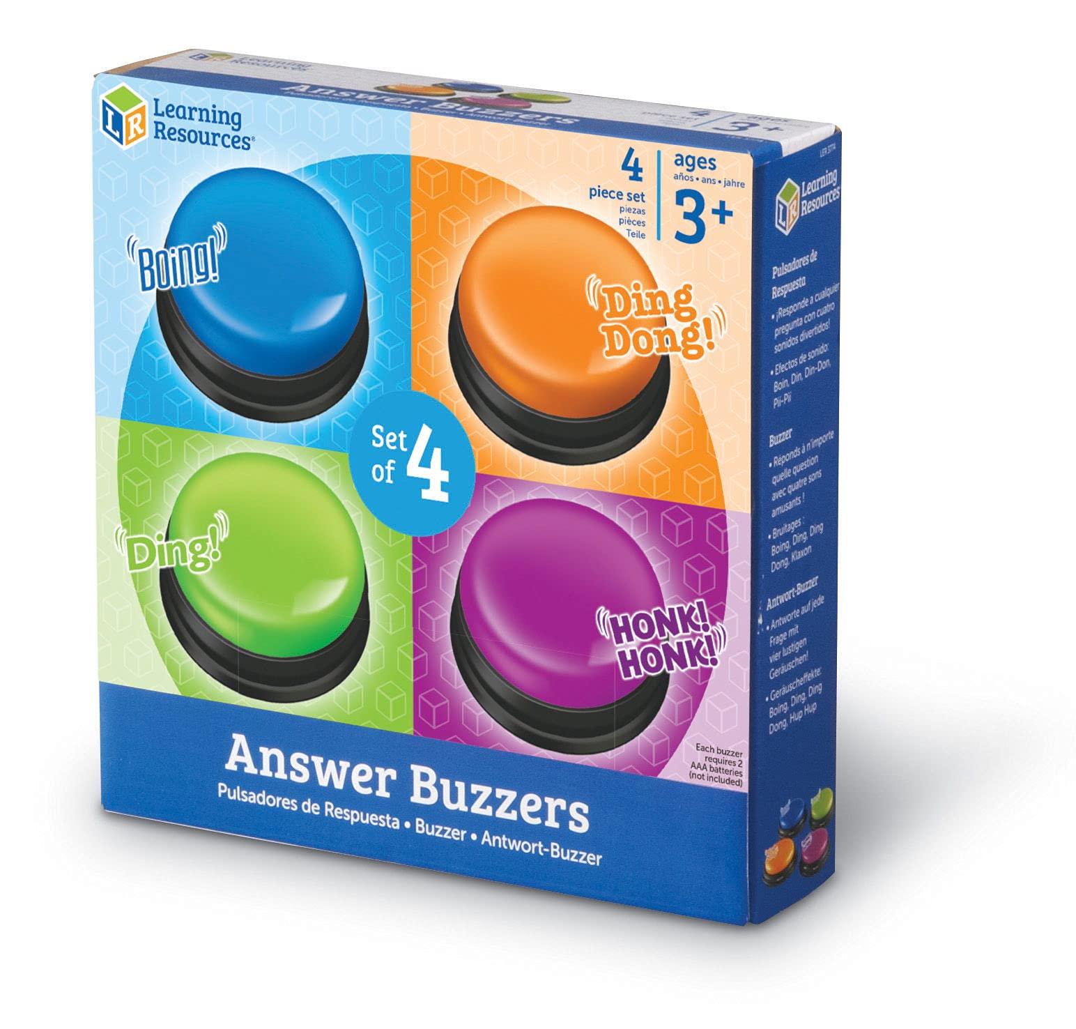 Learning Resources Antwort-Buzzer 4 Sound-Buttons für Quiz Sommer Spiele