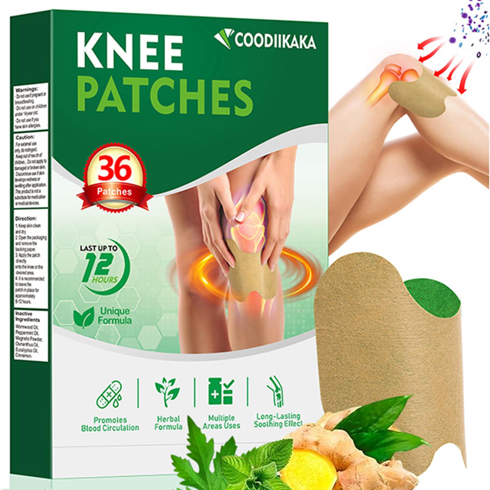 Pain Relief Patches, Original Herbal Knee Patch, 36 Pcs